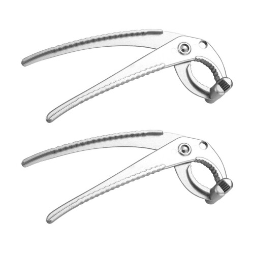 2 . elevador aluminio, pinza platos resistente calor plata 2