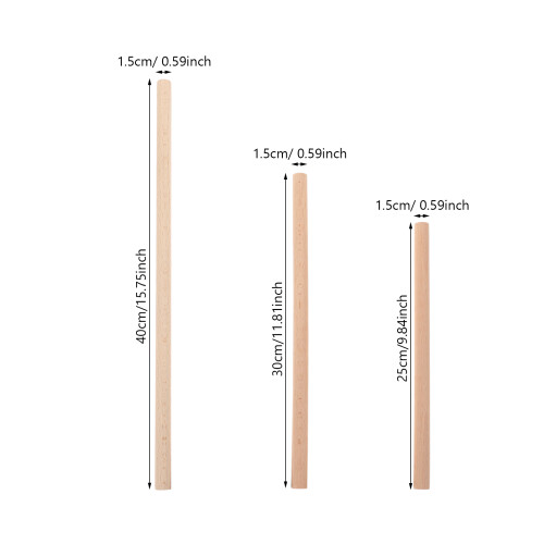 6 varillas redondas de madera para tejido de 1
