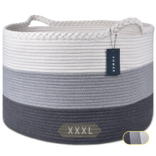 Extra Large Blanket Basket, Storage Basket, Rope Laundry Basket, 55 x 35 CM, Cotton Rope Basket, XXXL Laundry Basket, Toy Basket, Woven Basket,