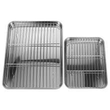 2 . bandejas acero inoxidable cuadradas para hornear con drenaje
