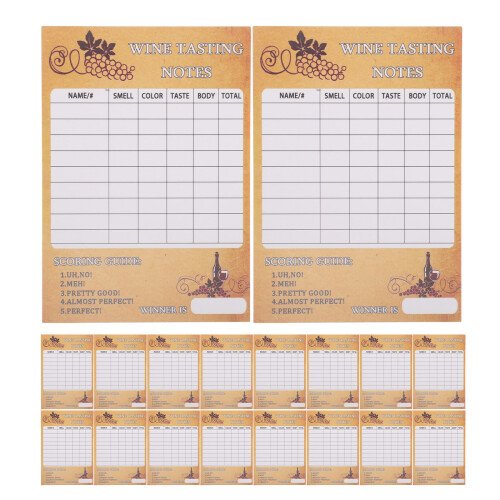 30 cartes évaluation vin, notation aveugle, , 18 x 12,6 cm
