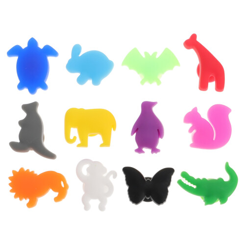 12 pièces de marqueurs de verre en silicone forme animaux 2