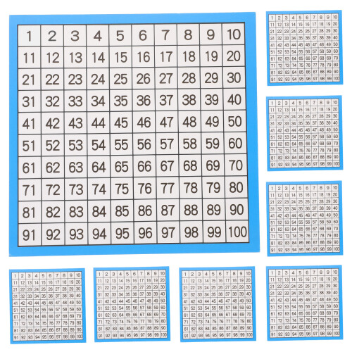 10 Sheets Math Hundred Boards Numbers For Classroom Wall Child