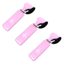 3pcs Suitcase Tag Pink Pvc Travel Use Prevent Luggage Loss