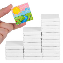 24Pcs White Painting Canvas Panels Wooden Frames for DIY Oil Painting