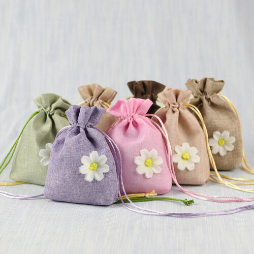 12pcs small linen drawstring pouches for lavender, spices, herbs (mixed) 1
