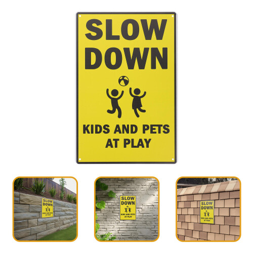 Slow Down Kids Play Caution Sign 2