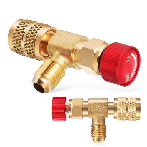 Raindrops Refrigerant Valve Adapter Golden Brass For 2pcs