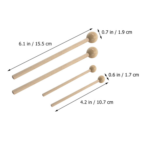 2 pairs round head wood handle drum sticks for percussion instruments 2