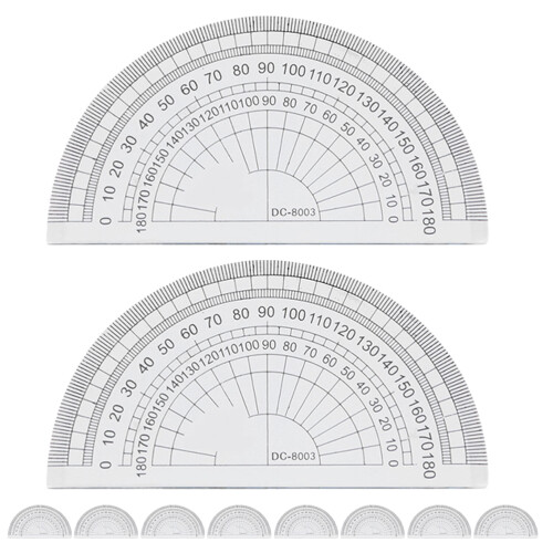 15Pcs Clear Plastic 180 Degree Protractor For Student School Office