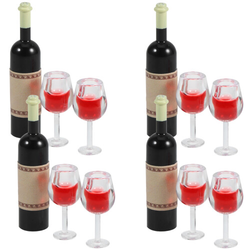 4 set bottiglie vino miniatura con e
