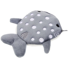 Grey Plush Shark Change Purse Small Makeup Pouch for Purse