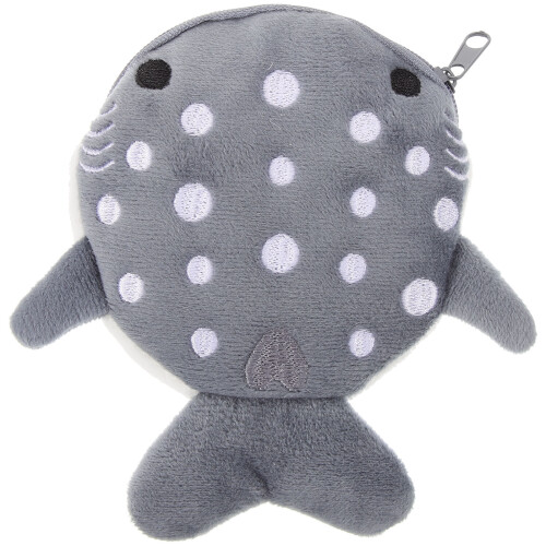 Grey Plush Shark Change Purse Small Makeup Pouch for Purse 2
