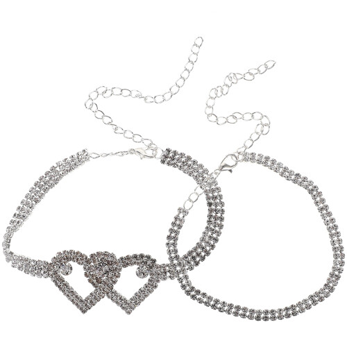 Fußkette Herzform 2 Teile Damen Schmuck 1