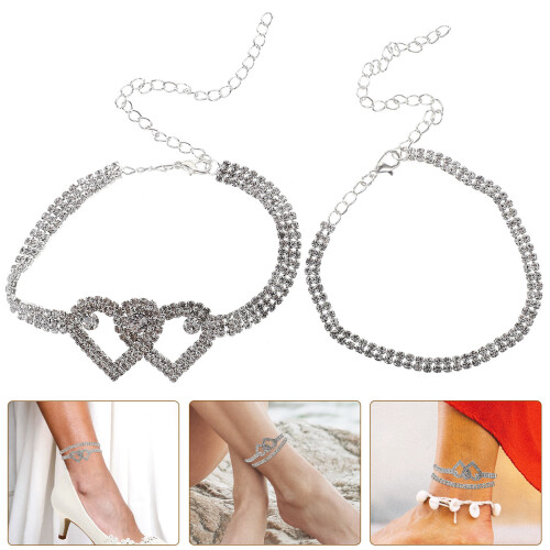 Fußkette Herzform 2 Teile Damen Schmuck 2