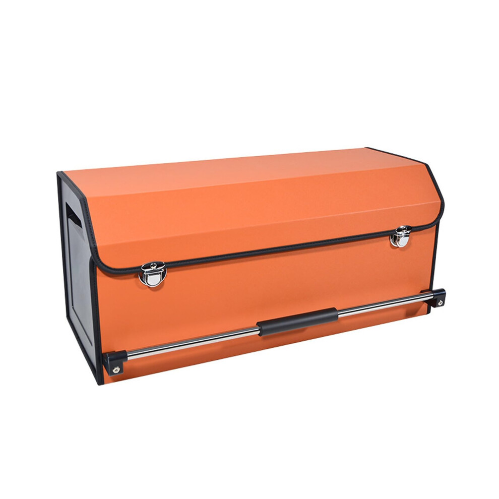 Car Trunk Organizer Leather Foldable Storage Bin With Lid And Handle For Men And Women Orange 9393856371075