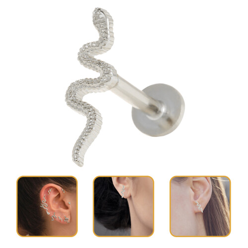 ohrenstecker für durchstechung, cartilage piercing, schlangenohrring 1
