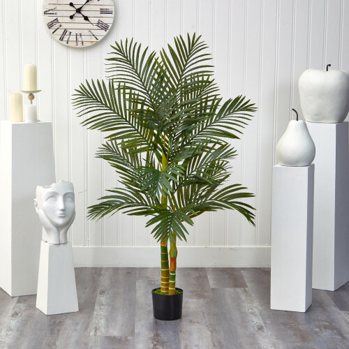 5 palme artificiali a doppio gambo con canna dorata 2