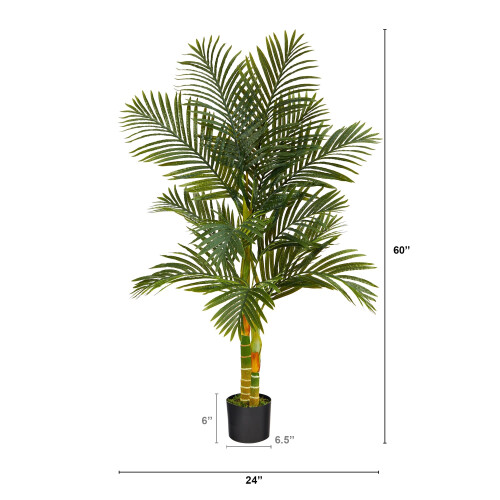 5 palme artificiali a doppio gambo con canna dorata 1