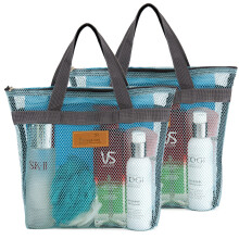 TOPASION Mesh Douche Caddy Tas Draagbare Hangende Toiletartikelen en Badorganizer met Rits voor Reizen Gym Camping College Slaapzalen Strand (2 S
