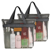 TOPASION Mesh Douche Caddy Tas Draagbare Hangende Toiletartikelen en Badorganizer met Rits voor Reizen Gym Camping College Slaapzalen Strand (2 S