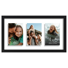 Americanflat 4x6 Collage Picture Frame with Shatter-Resistant Glass - Fits Three 4x6 Photos or use as One 9x17 Frame - Signature Collection - Collage