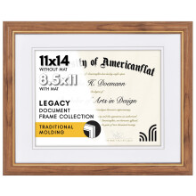 Americanflat 11x14 Diploma Frame - Use as 8.5x11 Certificate Frame or Display 11x14 Photo Without Mat - Legacy Collection - Oak and Gold Vintage Fram