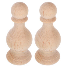 2St Solide Houten Finials Voor Trapleuningen En Meubels Khaki Hout