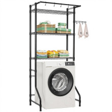 VEVOR Ablage über Waschmaschine und Trockner, 3-stufiges Regalsystem mit Kleiderstange und Haken, verstellbar