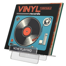 Americanflat Support pour disque vinyle 7,8 x 7,5 Now Playing  Panneau en acrylique transparent Now Playing avec tagre avant et rangement arri