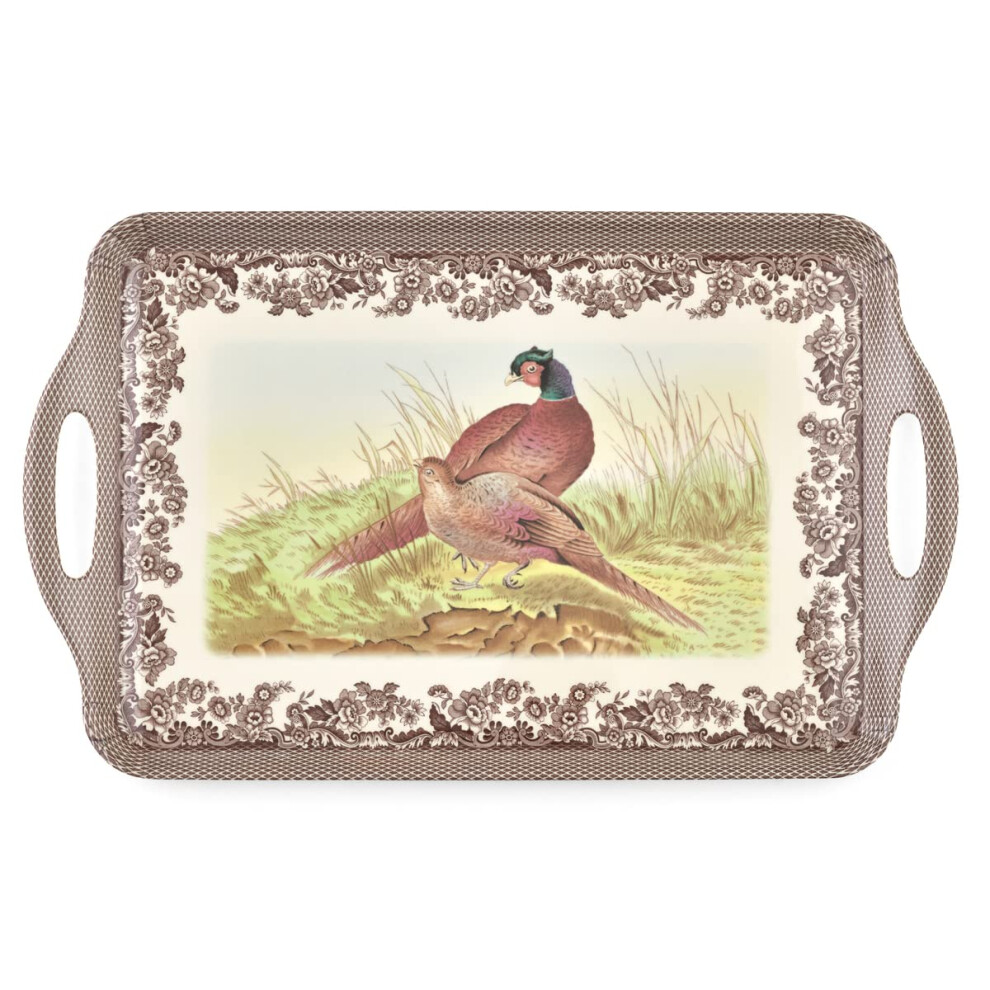 Pimpernel Woodland Large Handled Tray- Large Rectangular Melamine Serving Tray with Nature-Inspired Forest Design - Dishwasher Safe Platter for Snack-image-OPC-PFSH5PS-NEW