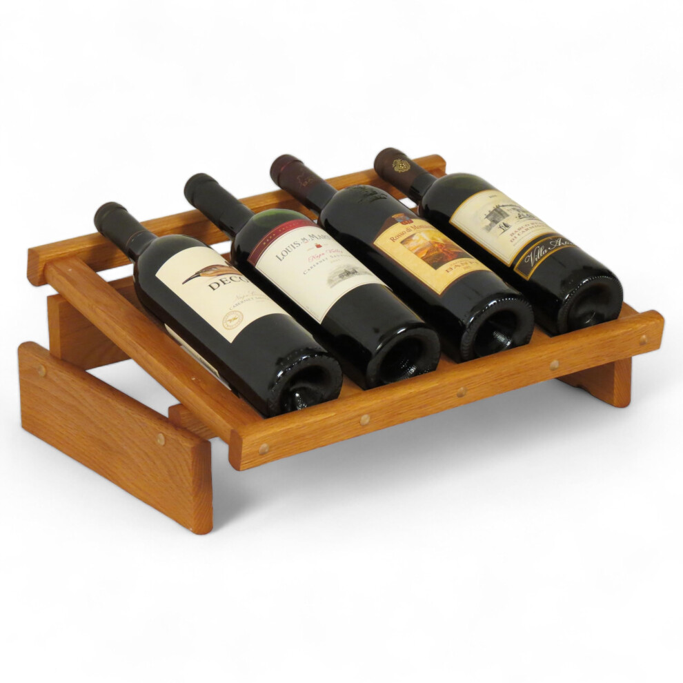 Wooden Mallet 4 Bottle Dakota Wine Display Rack Medium Oak-image-OPC-PM9B6Z5-NEW