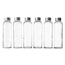 Epica klare glasflasker med l?g 18 oz Genanvendelige glasvandflasker til saftpressning med h?tte af rustfrit st?l til opbevaring af m?lkesmoothie