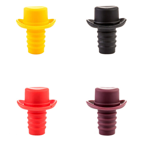 4 innovative Silikon-Weinflaschenstopfen, dichtend, Farben 1
