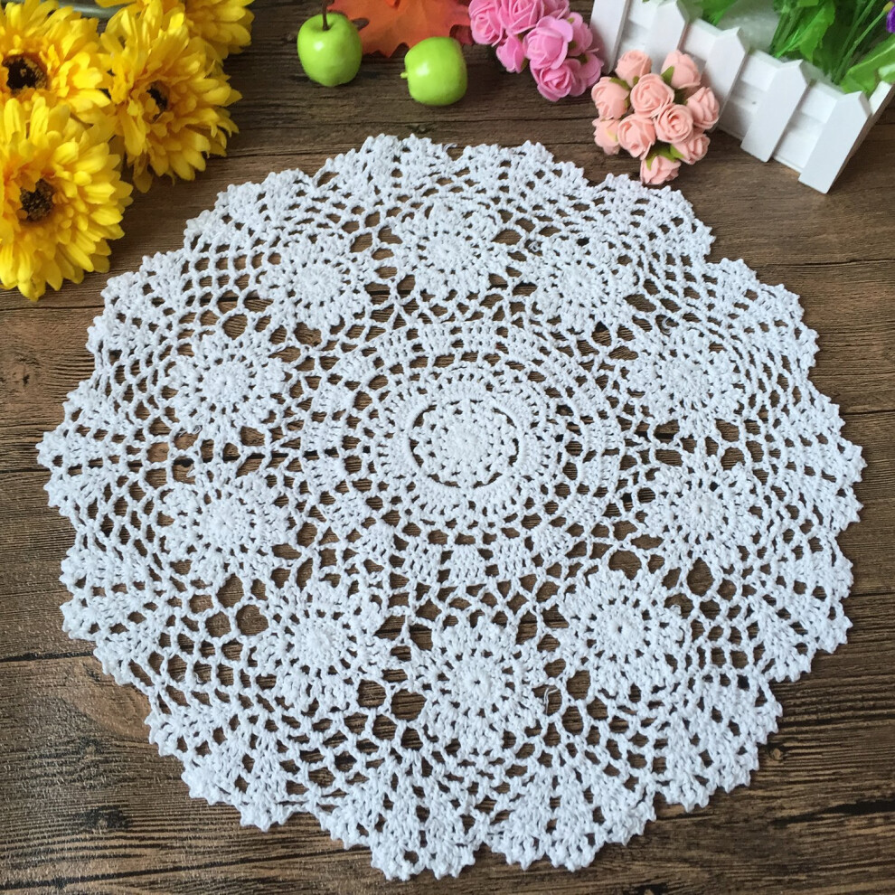 Laivigo White New Handmade Crochet Lace Round Table Cloth Doilies Doily 16 Inch