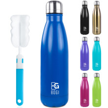 BOGI Botella de Agua Aislada de 500ml Acero Inoxidable Doble Pared, Botella Deportiva a Prueba de Fugas