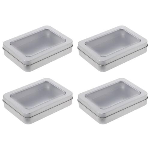 4er-pack durchsichtige blech-boxen für usb-sticks, organizer