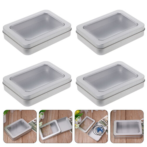 4er-pack durchsichtige blech-boxen für usb-sticks, organizer 1