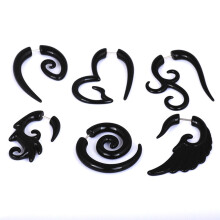 6 schwarzer horn spiral stretcher piercing