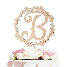 LINGTEER Dcoration de gteau en bois avec lettre initiale B personnalise, parfaite pour un anniversaire, un mariage, une dcoration souvenir ru