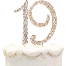 Hatcher Lee Dcoration de gteau d'anniversaire en strass cristal scintillant pour 19 ans Meilleur souvenir | Dcorations de Fte 19me Or
