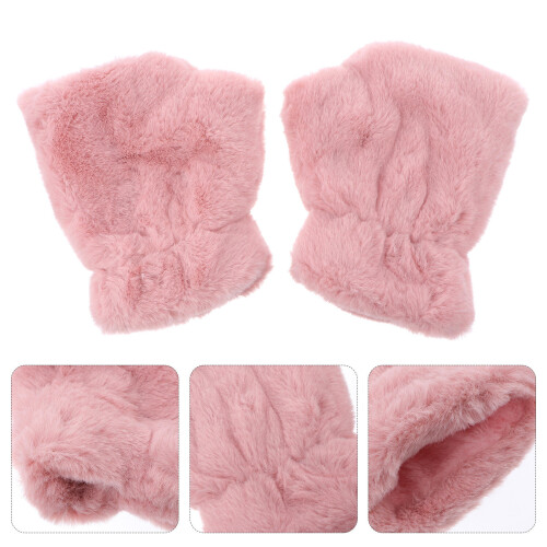 1 paar winterhandschuhe halbfinger damen plüschfäustlinge für 2