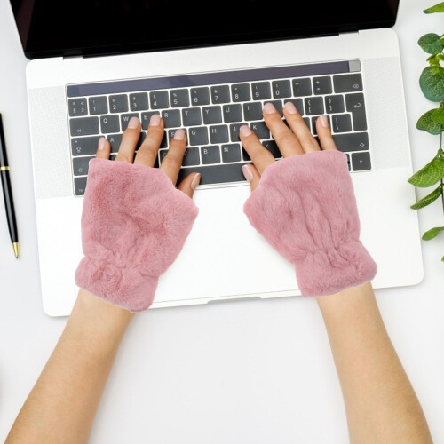 1 paar winterhandschuhe halbfinger damen plüschfäustlinge für 1