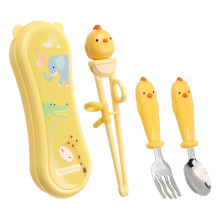 GORYEO BABY Ensemble d'ustensiles pour tout-petits en acier inoxydable avec cuillres et fourchettes pour enfants et baguettes pour enfants pour