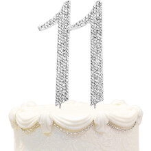 Hatcher Lee Dcoration de gteau d'anniversaire en strass cristal scintillant pour 11 ans Meilleur souvenir | Dcorations de fte 11me Argent