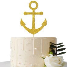 Dcoration de gteau ancre de bateau paillettes dores pour fte prnatale/fte thme nautique/bon voyage sur le thme de la marine/fournit