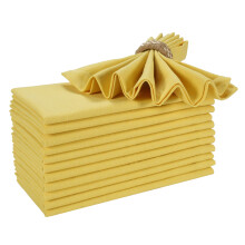 Bedding Craft Lot de 12 serviettes de table en coton  18 x 18 jaune sable  Serviettes en tissu rutilisables et lavables en machine pour les ma
