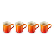 Le Creuset Steengoed Set van 4 Mokken, 14 oz. elk, Vlam