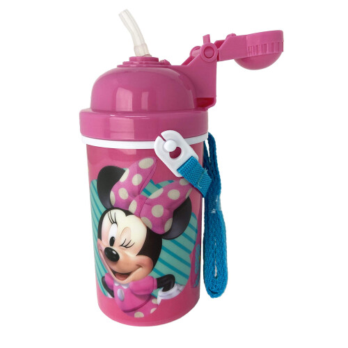 Disney Bottiglia d'acqua Minnie Mouse da 12 once con coperchio pop-up e tracolla