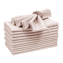 Bedding Craft Lot de 12 serviettes de table en lin et coton - 45,7 x 45,7 cm - Serviettes en tissu rutilisables avec ourlet naturel pour mariage